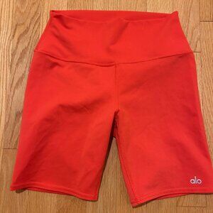 ALO Yoga Bright Red Bike Shorts - 8 inch size M